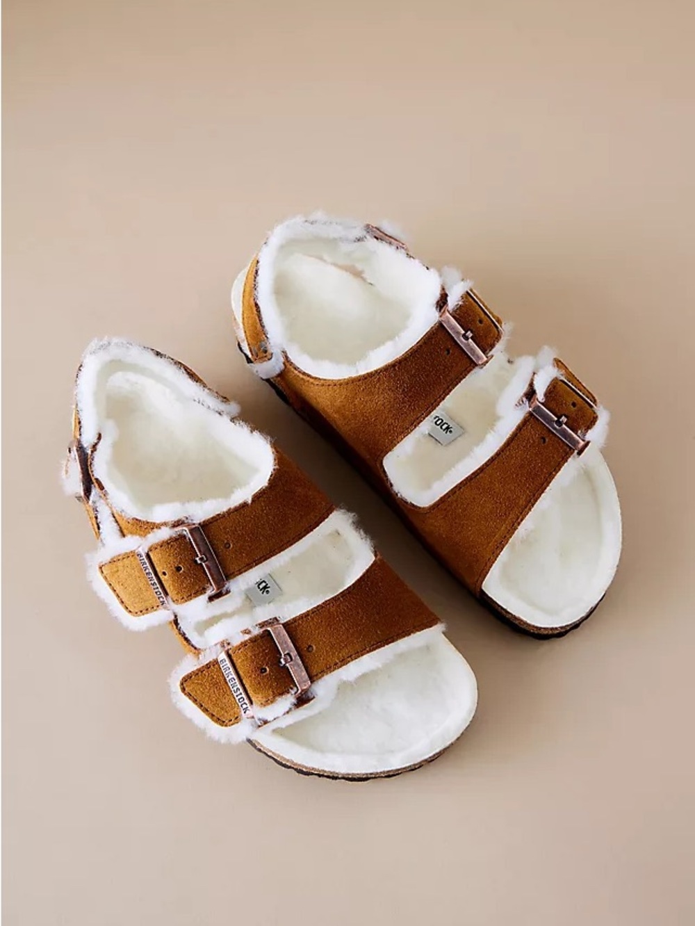 Birkenstock Milano Shearling Lined Sandals Brown Size 36